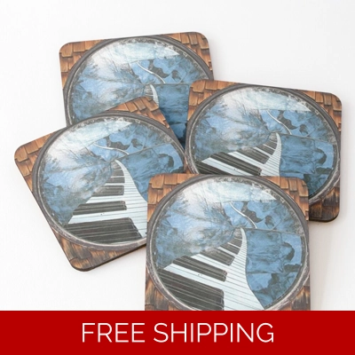 Coasters Piano window With Shingle Wood (set of 4)